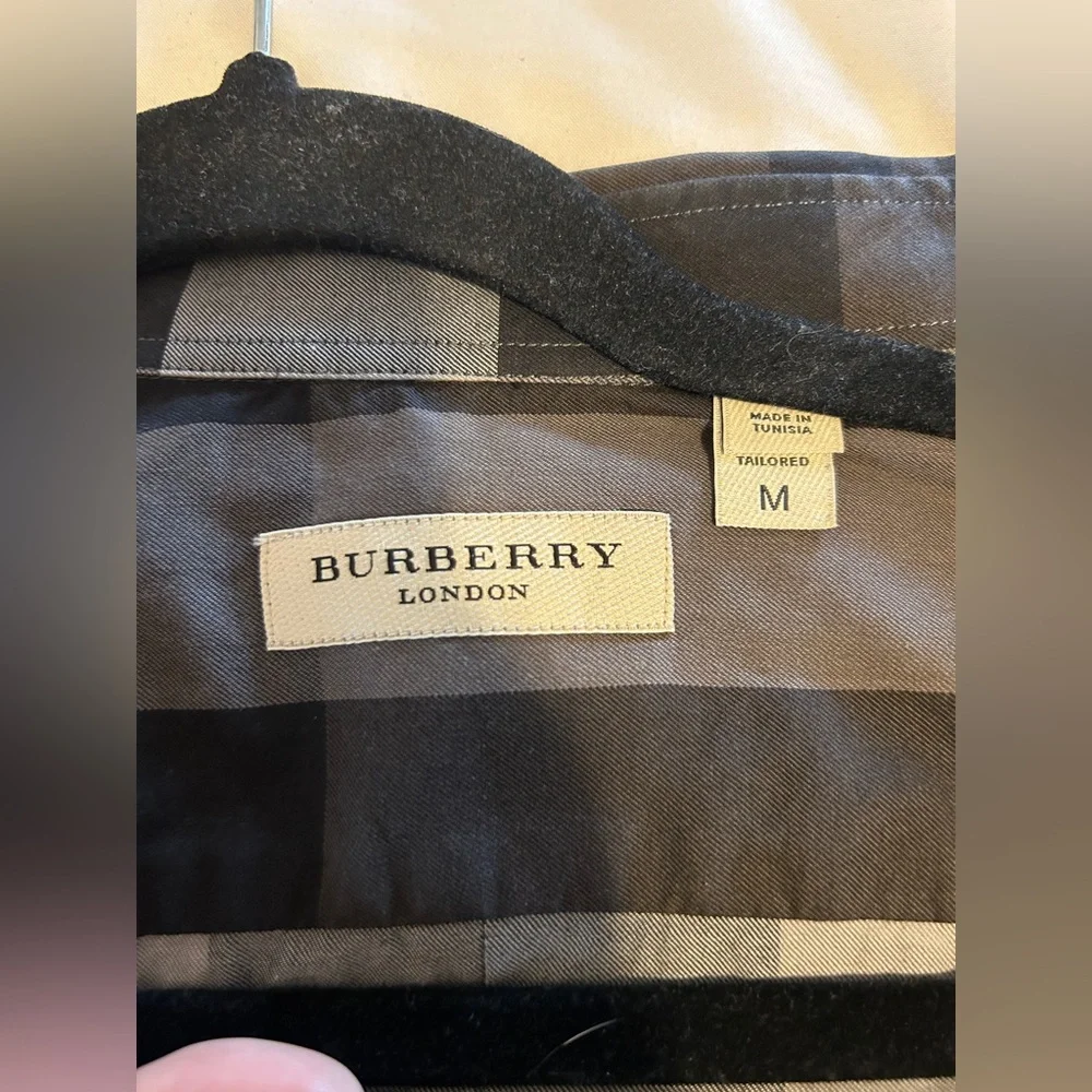 Burberry Black and Gray Plaid Button-Up Shirt - Picture 4 of 5